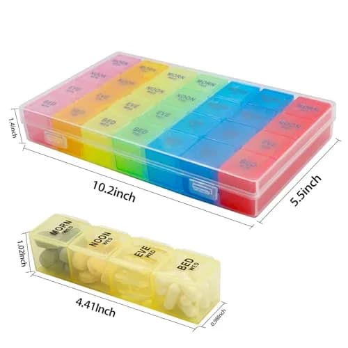 Acquwistach Extra Large Pill Box Weekly Organizer 28 Days | 4 Compartments per Day, Big Storage, Locking Design thumbnail 2