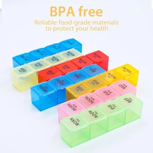 Acquwistach Extra Large Pill Box Weekly Organizer 28 Days | 4 Compartments per Day, Big Storage, Locking Design thumbnail 3