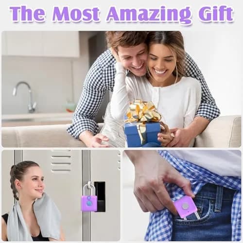 Pothunder Fingerprint Padlock, Smart Lock, Locker Lock, APP Unlock, USB Rechargeable, Lavender Purple | High Recognition Rate thumbnail 8