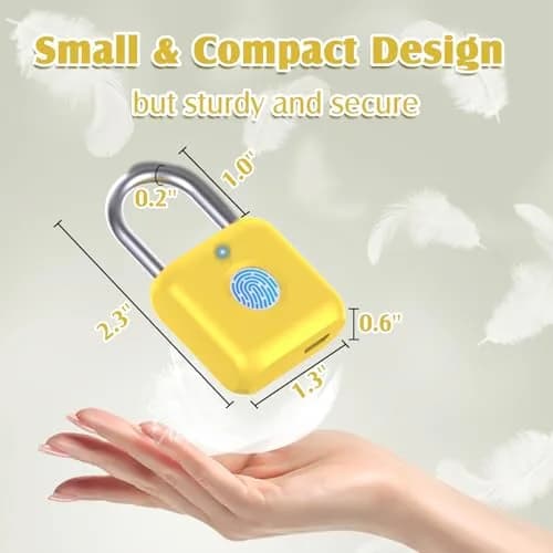 Pothunder Fingerprint Padlock, Smart Lock with APP Unlock, USB Rechargeable, Suitable for Gym Locker, Locker (Lemon Yellow) | Biometric Security thumbnail 6