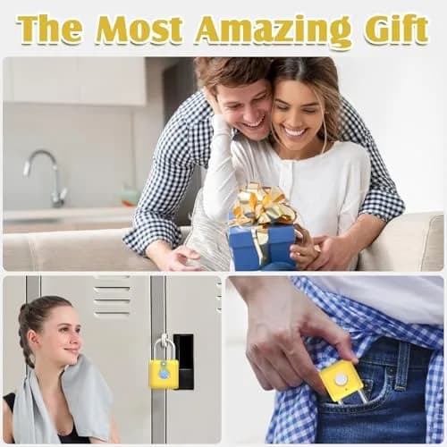 Pothunder Fingerprint Padlock, Smart Lock with APP Unlock, USB Rechargeable, Suitable for Gym Locker, Locker (Lemon Yellow) | Biometric Security thumbnail 8