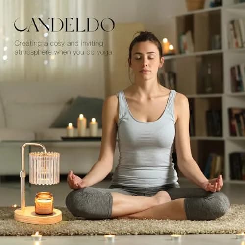 Candeldo Candle Warmer Lamp with Timer: Amber Metal & Glass, Adjustable Height, Safe & Smoke-Free (70-120 chars) thumbnail 7
