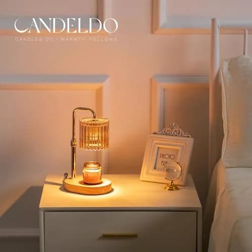 Candeldo Candle Warmer Lamp with Timer: Amber Metal & Glass, Adjustable Height, Safe & Smoke-Free (70-120 chars) thumbnail 2