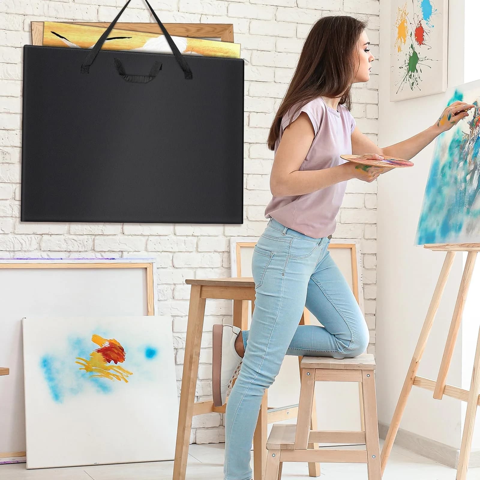 ZKOO Art Portfolio Bag 36 x 48 inch Black | Waterproof & Lightweight for Artwork - view 8