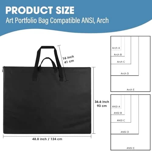 ZKOO Art Portfolio Bag 36 x 48 inch Black | Waterproof & Lightweight for Artwork thumbnail 2