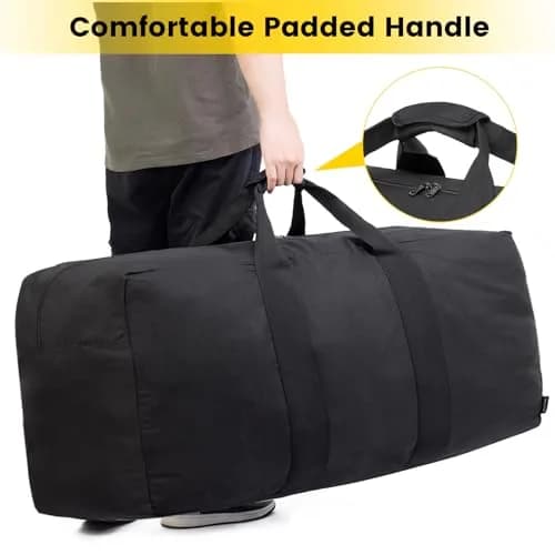 Vorspack 250L Extra Large Duffle Bag for Travel, Camping - Black | Heavy Duty Polyester with Padded Handle thumbnail 5