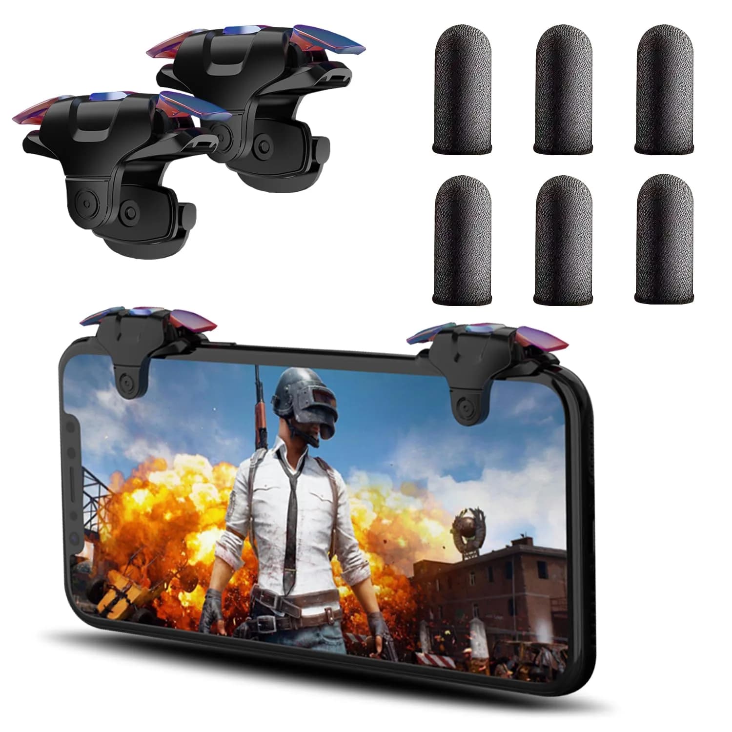 GOFOYO CK3 Mobile Triggers with 3 Pair Finger Sleeves | Responsive Gaming Controller for iPhone & Android Phones - main product image
