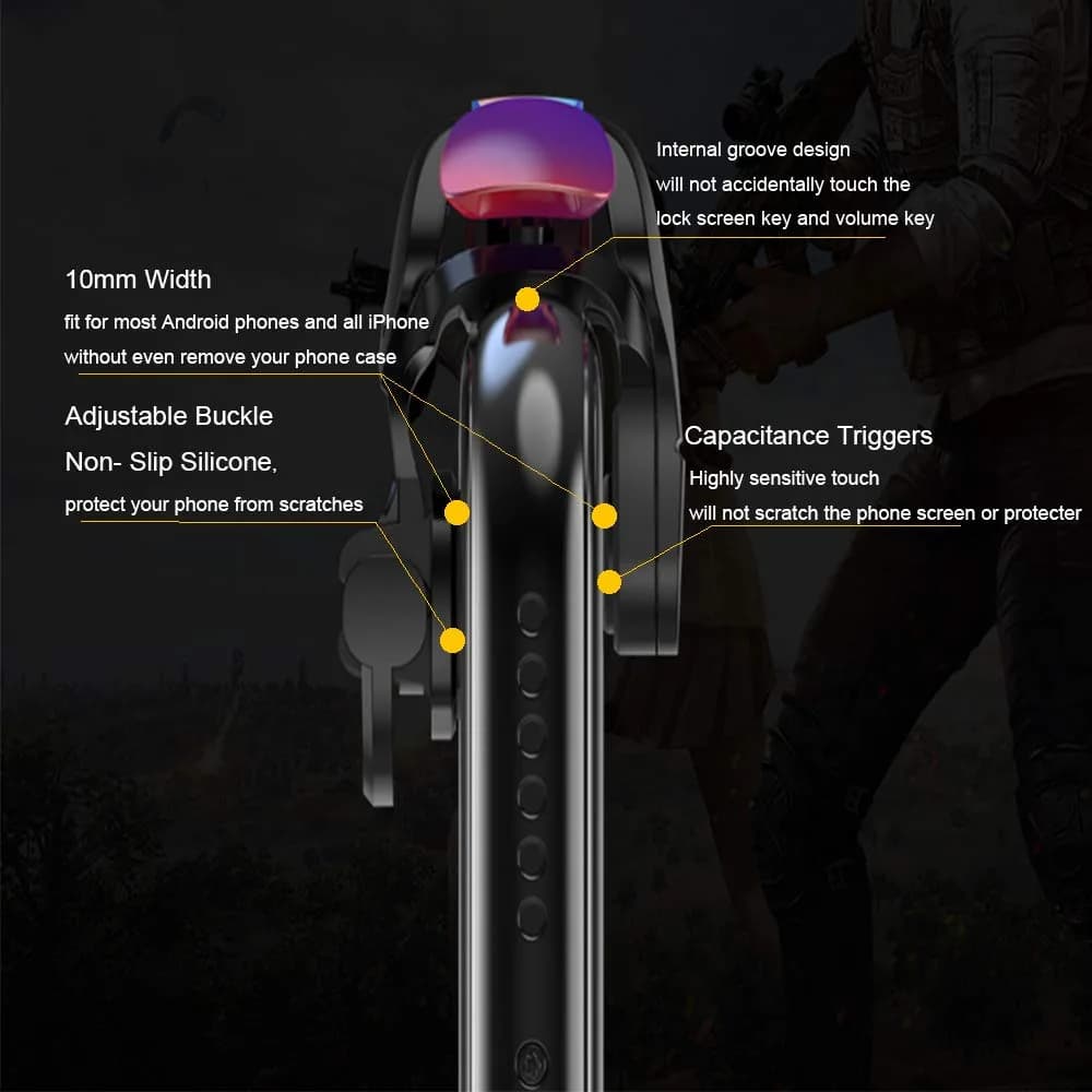 GOFOYO CK3 Mobile Triggers with 3 Pair Finger Sleeves | Responsive Gaming Controller for iPhone & Android Phones - view 3