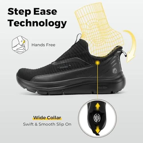 FitVille Men's Extra Wide Slip-On Walking Shoes with Arch Support & Step Ease V2, Size 15 Wide (38.1 cm / 15 in) | Pain Relief Sneakers thumbnail 4