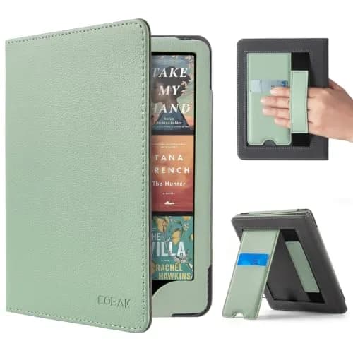 CoBak Case with Stand for Kindle Paperwhite 12th Gen 2024 7" & Signature Edition | Sage Green PU Leather Cover with Auto Sleep Wake thumbnail 1