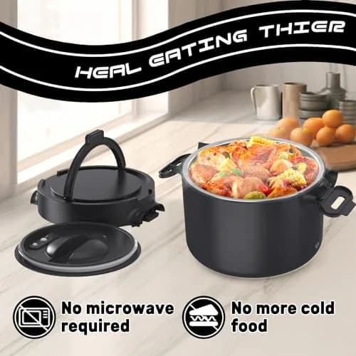 Budth Electric Lunch Box 1.5L | Portable Car & Office Food Warmer with Stainless Steel Container thumbnail 4