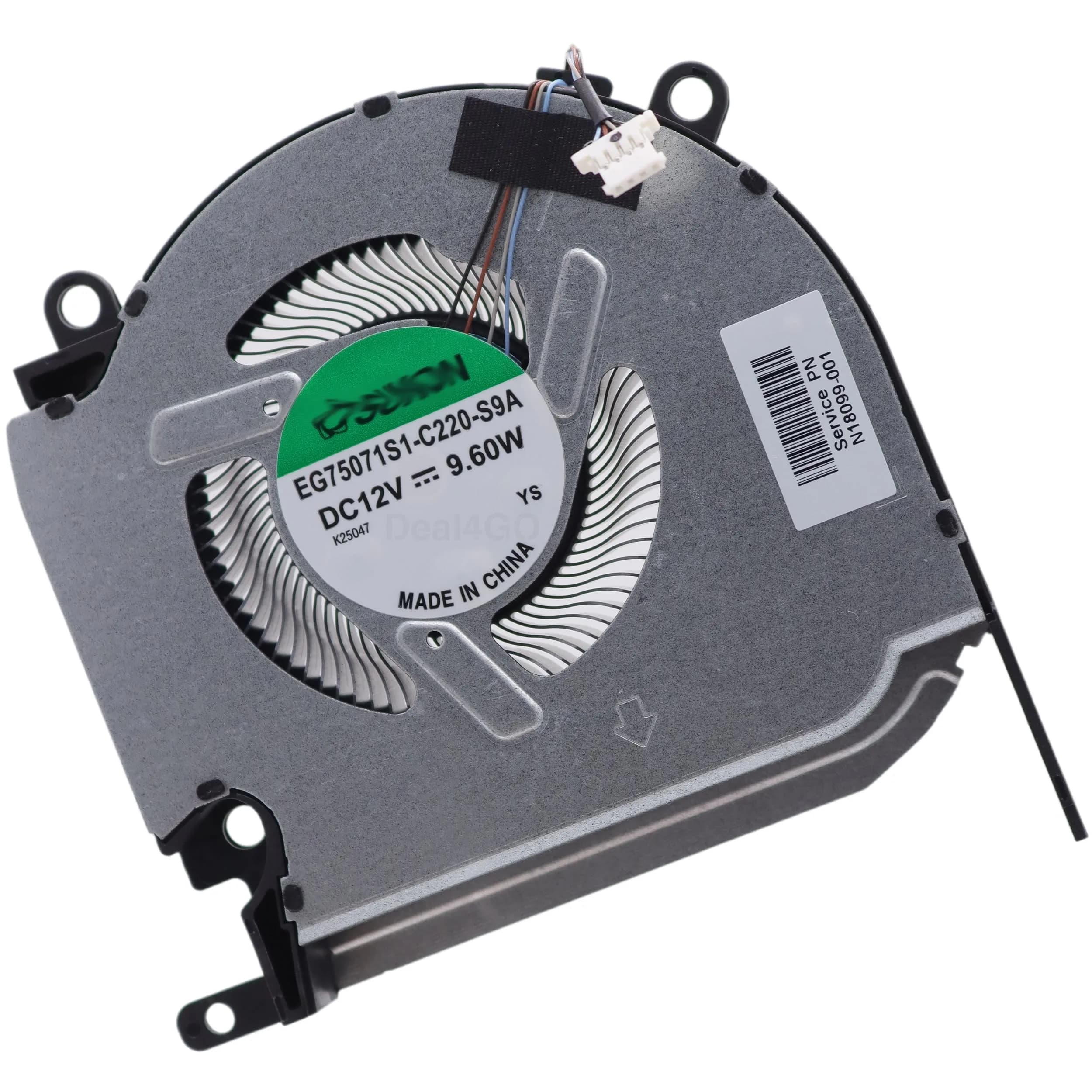 Deal4GO 12V 80W CPU Cooling Fan N18099-001 for HP Omen 16-K/N RTX 3060/3070 | 9.6W 4-Pin Wire-to-Board Connector - main product image