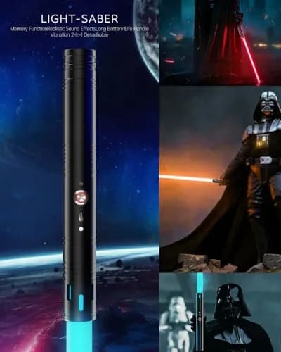 Viglaschill Dueling Lightsaber Set with Metal Hilt & Detachable Double Blades | RGB 15 Color, FX Sound, USB-C Rechargeable for Kids thumbnail 6