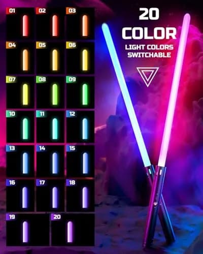 Viglaschill Dueling Lightsaber Set with Metal Hilt & Detachable Double Blades | RGB 15 Color, FX Sound, USB-C Rechargeable for Kids thumbnail 2