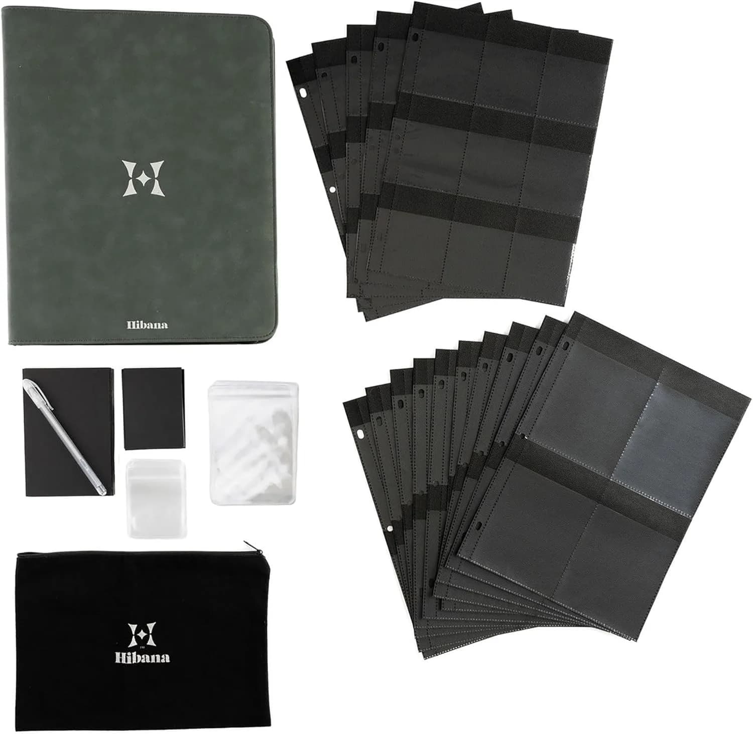 Hibana Jewelry Storage Home Edition - Sage - Zippered Binder, Anti-Tarnish Ziplock Pouches, Organization & Storage for 85 pcs, 13.25x10.75x2.5 — Sage