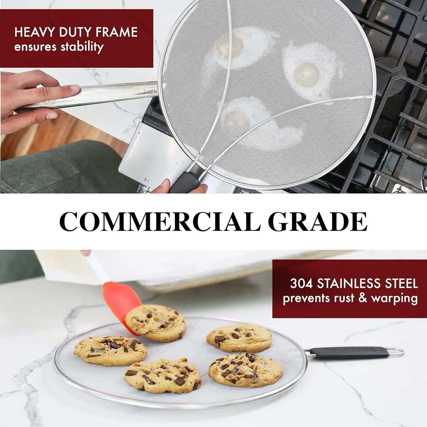 BergKoch Splatter Screen Set of 3 (9.5/11.5/13 Inch) Stainless Steel Grease Guard | Prevents Oil Splatter During Cooking - view 6