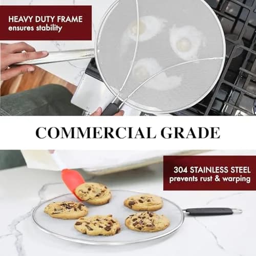 BergKoch Splatter Screen Set of 3 (9.5/11.5/13 Inch) Stainless Steel Grease Guard | Prevents Oil Splatter During Cooking thumbnail 6
