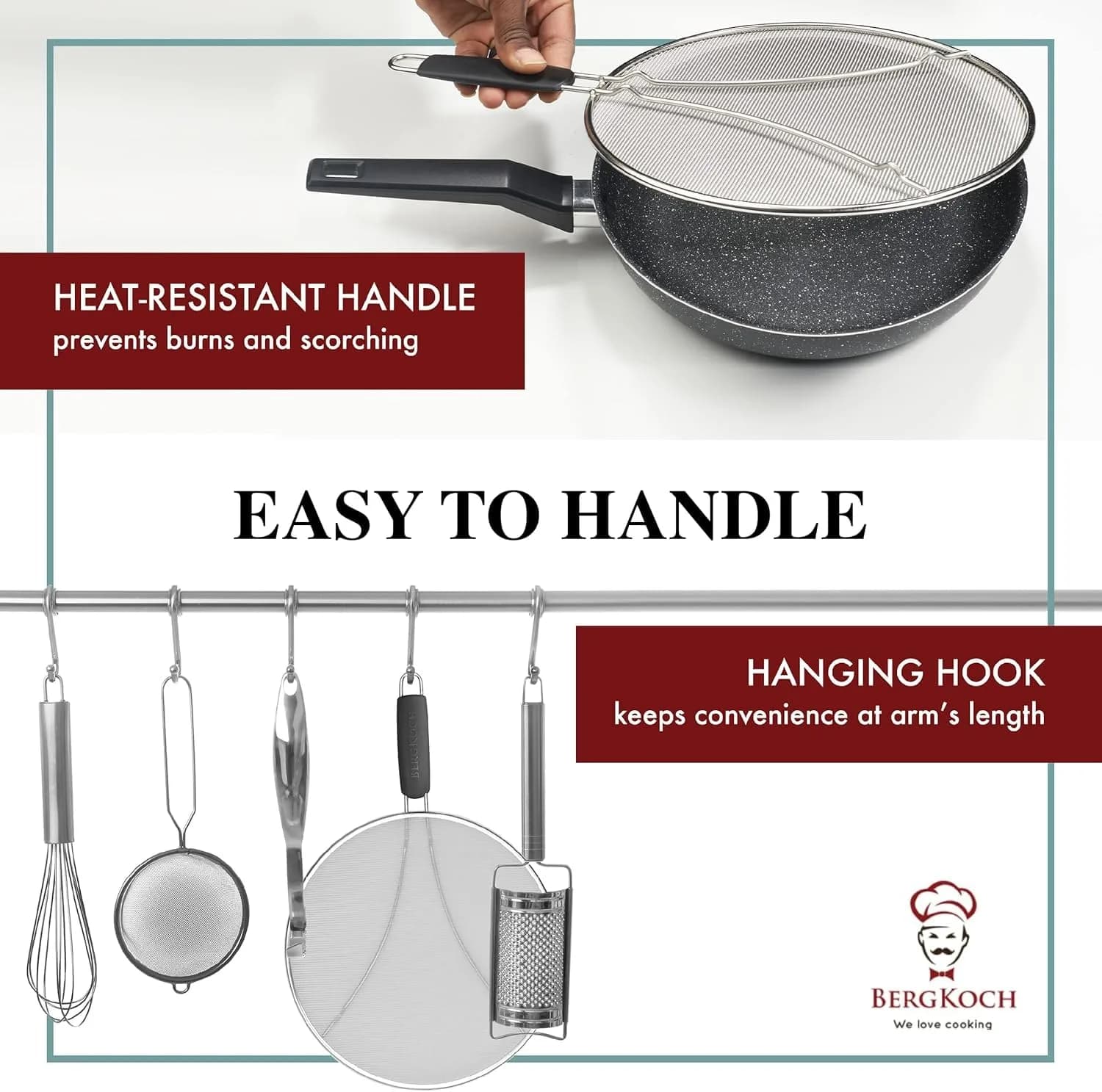 BergKoch Splatter Screen Set of 3 (9.5/11.5/13 Inch) Stainless Steel Grease Guard | Prevents Oil Splatter During Cooking - view 7