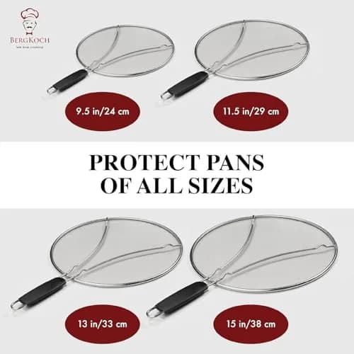 BergKoch Splatter Screen Set of 3 (9.5/11.5/13 Inch) Stainless Steel Grease Guard | Prevents Oil Splatter During Cooking thumbnail 9