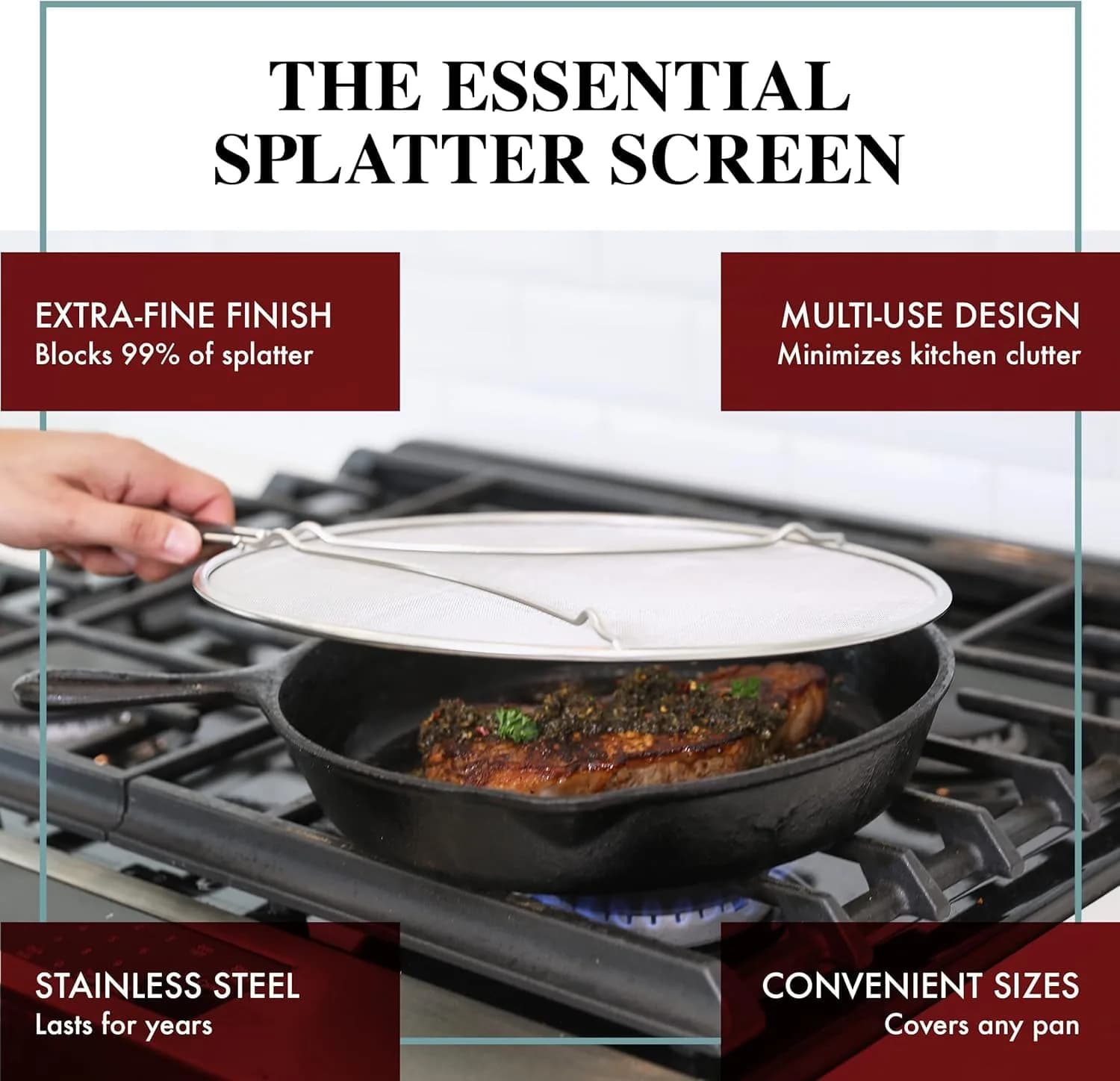 BergKoch 9.5/11.5/13 Inch Set of 3 Stainless Steel Splatter Screens for Frying Pans - view 2