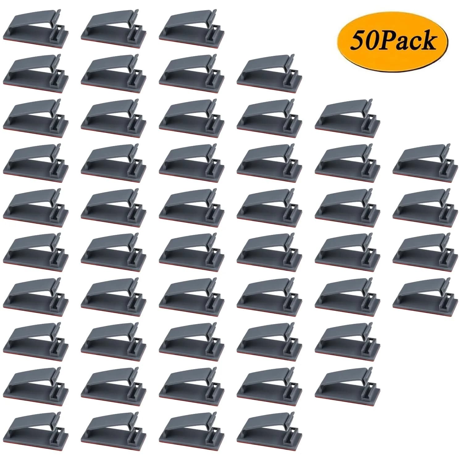 SOULWIT Self Adhesive Cable Management Clips Grey 50Pcs | Organizes TV PC Ethernet Cables Under Desk - view 7