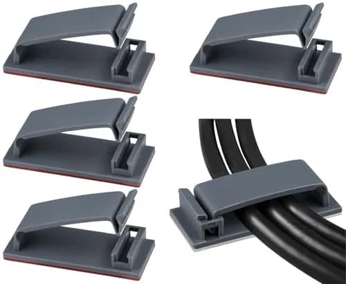 SOULWIT Self Adhesive Cable Management Clips Grey 50Pcs | Organizes TV PC Ethernet Cables Under Desk thumbnail 1