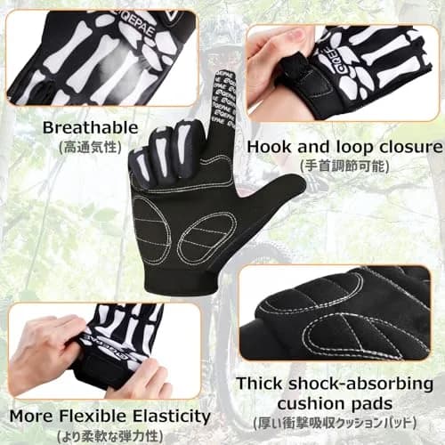 Azarxis Skeleton Gloves Reflective for Men Women | Anti Slip Bike Gloves Large thumbnail 3