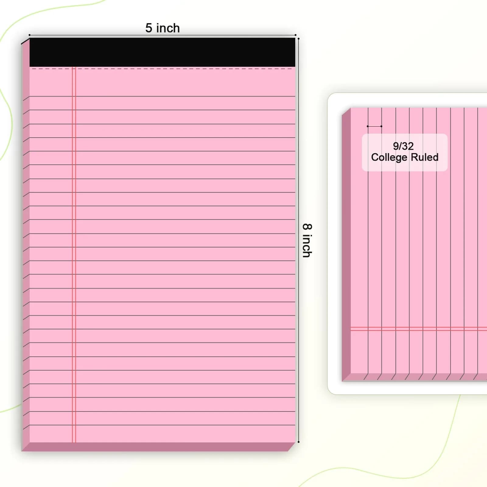 AILZFEI Pink Purple Small Legal Pad 5 x 8 Inch 6 Pack | College Ruled Paper Notepads with Sturdy Back - view 2