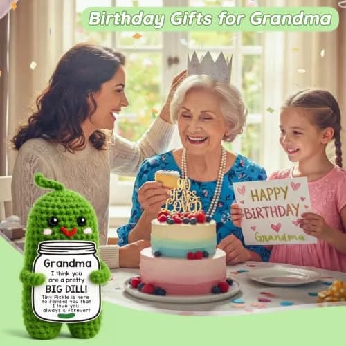 MAMAGIFTREE Crochet Emotional Support Pickle Plush Figure | Handmade Gift for Grandma, 4 inches thumbnail 4