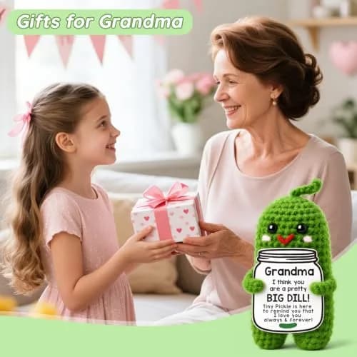 MAMAGIFTREE Crochet Emotional Support Pickle Plush Figure | Handmade Gift for Grandma, 4 inches thumbnail 6
