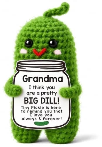 MAMAGIFTREE Crochet Emotional Support Pickle Plush Figure | Handmade Gift for Grandma, 4 inches thumbnail 1