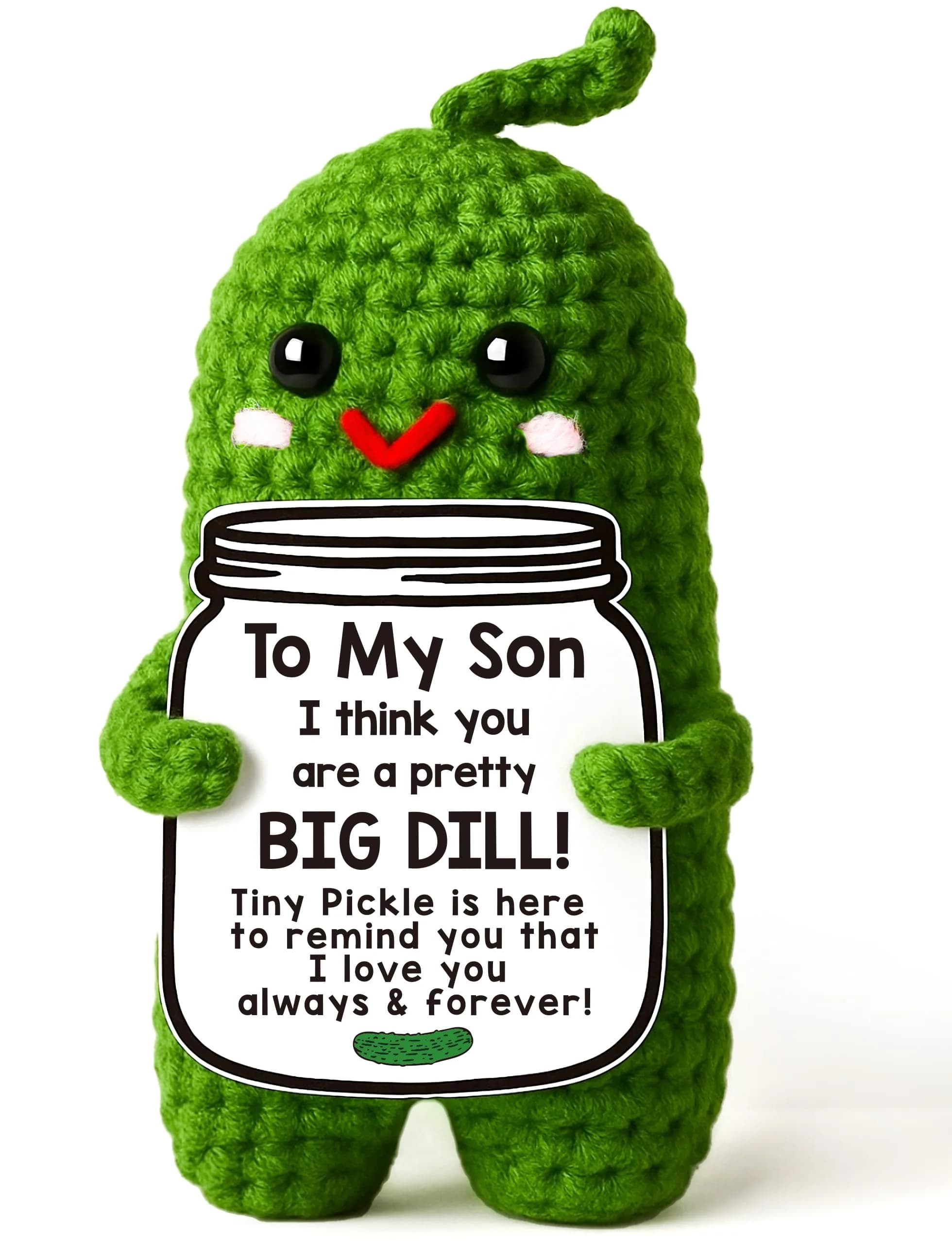 MAMAGIFTREE Handmade Crochet Pickle Plush Figure | Adorable Son Gift from Mom Dad - main product image