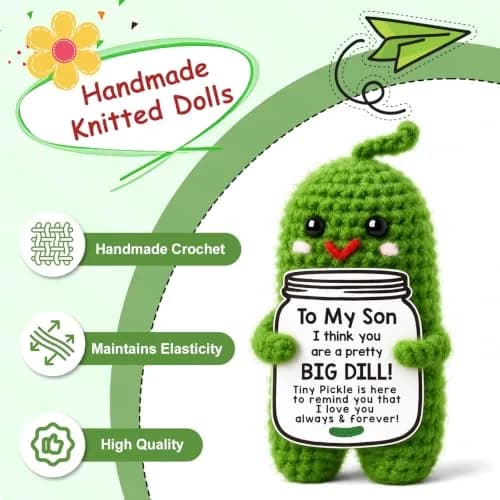MAMAGIFTREE Handmade Crochet Pickle Plush Toy for Son - 5cm (2 inches) | "Pretty BIG DILL" Birthday Gift thumbnail 7
