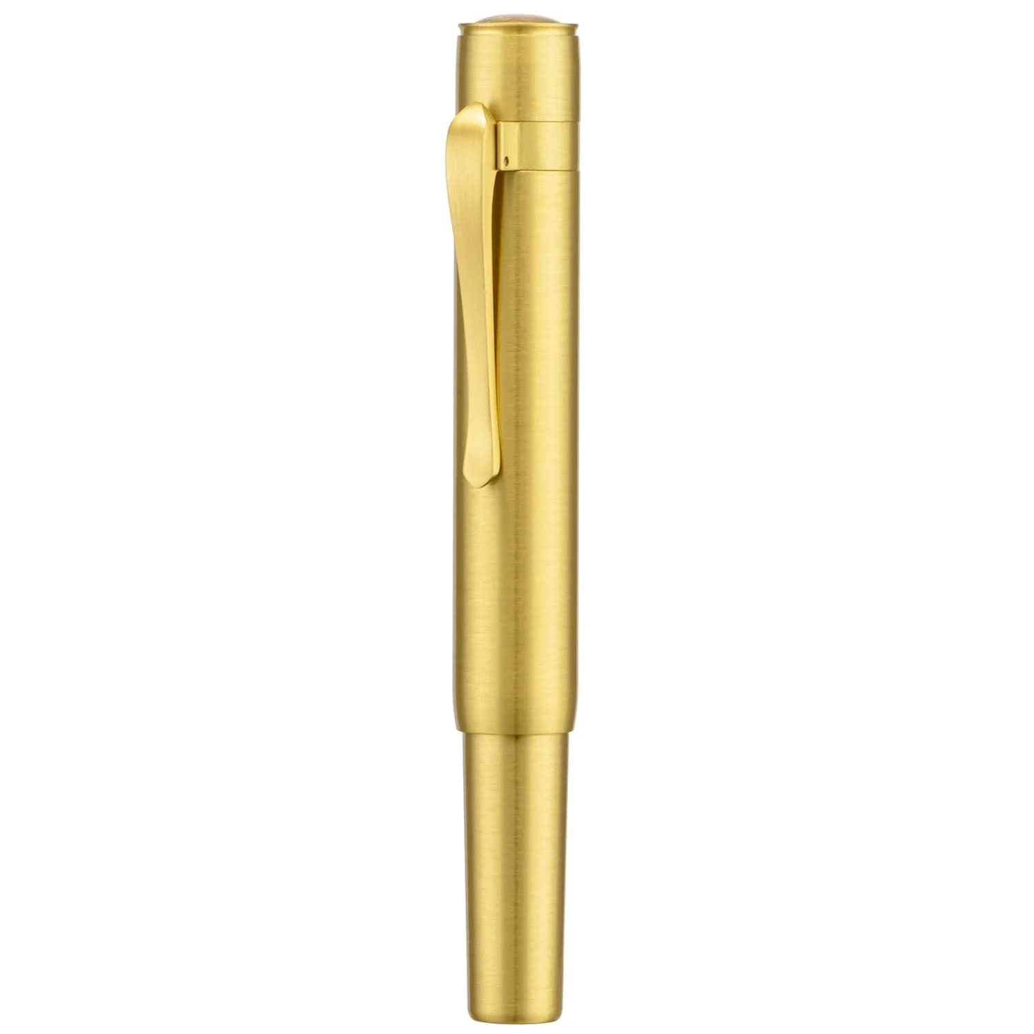 HONG DIAN M2 Mini Brass Fountain Pen with Extra Fine Soft Golden Nib | Sleek Travel Pocket Pen (105mm, Glossy Brass)