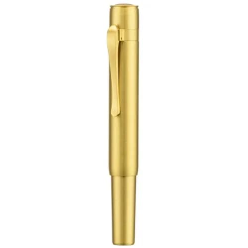 HONG DIAN M2 Mini Brass Fountain Pen with Extra Fine Soft Golden Nib | Sleek Travel Pocket Pen (105mm, Glossy Brass) thumbnail 1