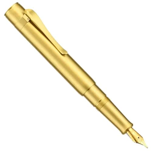 HONG DIAN M2 Mini Brass Fountain Pen with Extra Fine Soft Golden Nib | Sleek Travel Pocket Pen (105mm, Glossy Brass) thumbnail 9