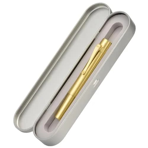 HONG DIAN M2 Mini Brass Fountain Pen with Extra Fine Soft Golden Nib | Sleek Travel Pocket Pen (105mm, Glossy Brass) thumbnail 3