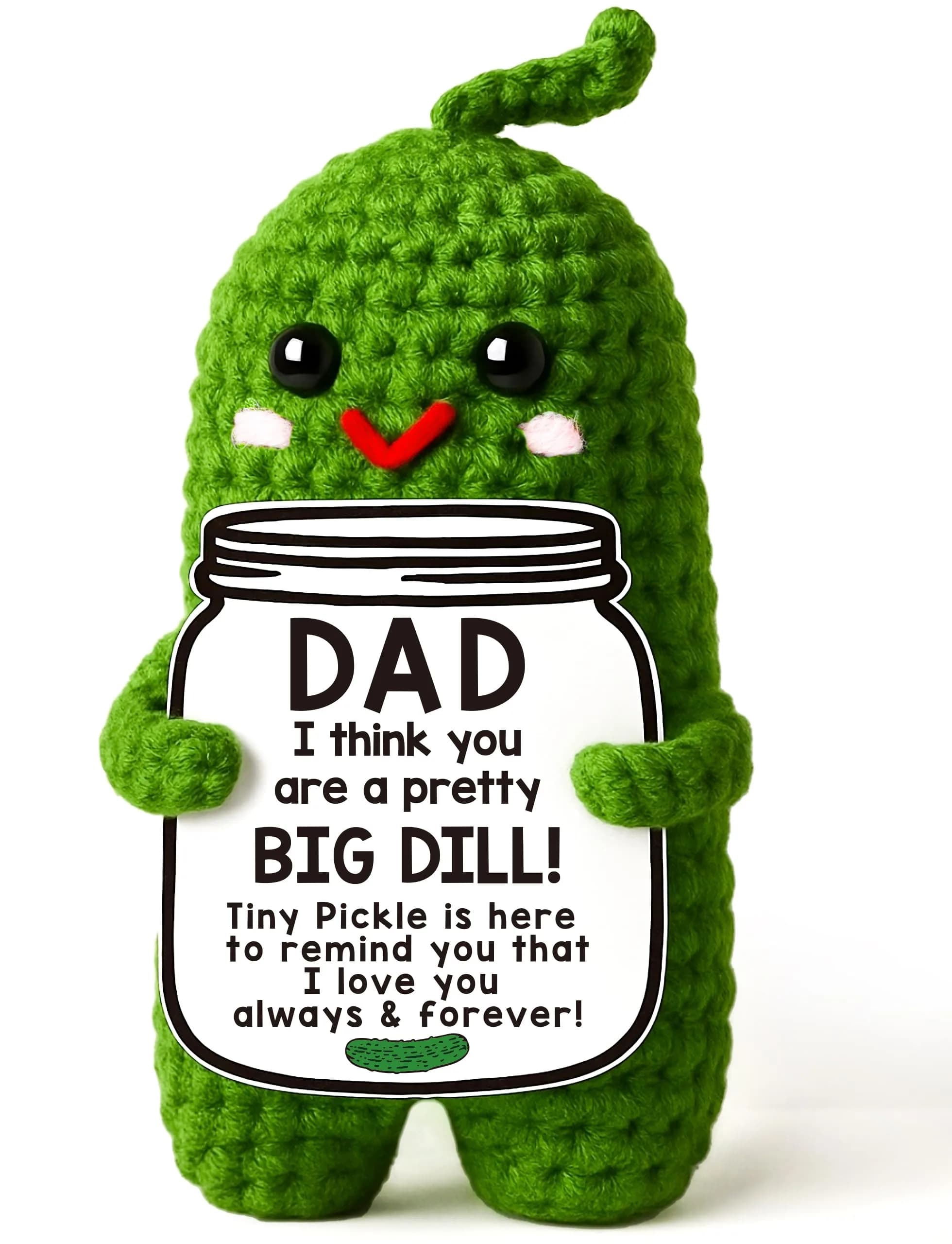 MAMAGIFTREE Handmade Crochet Pickle Plush Figure | Cute Daughter Gift from Mom Dad — Dad