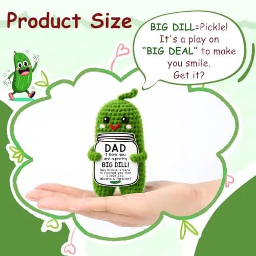 MAMAGIFTREE Handmade Crochet Emotional Support Pickle Dad Gift | 10 cm (4 inches) thumbnail 5