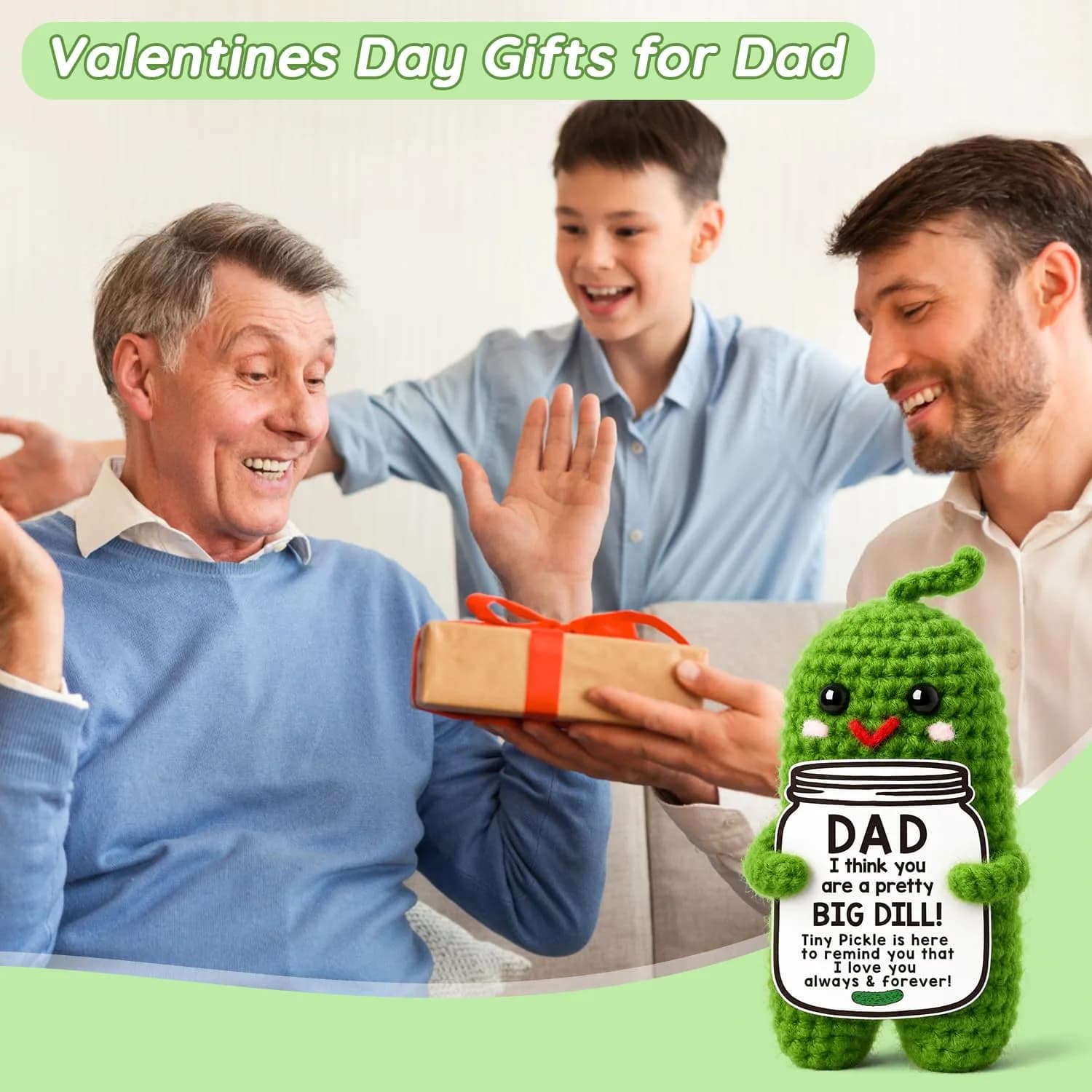 MAMAGIFTREE Handmade Crochet Emotional Support Pickle Dad Gift | 10 cm (4 inches) - view 6