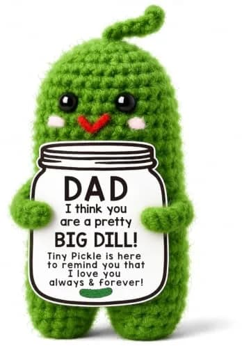 MAMAGIFTREE Handmade Crochet Emotional Support Pickle Dad Gift | 10 cm (4 inches) thumbnail 1