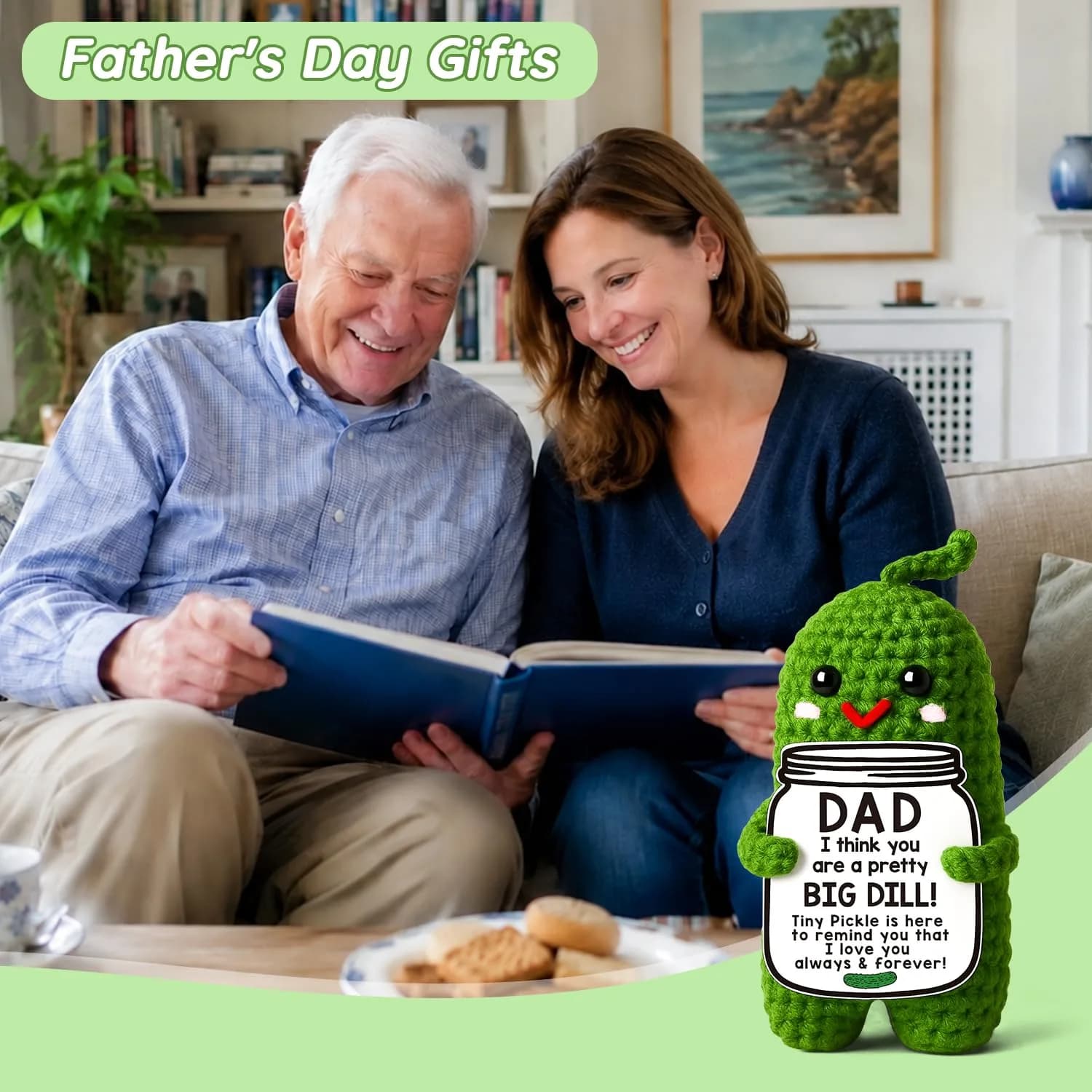 MAMAGIFTREE Handmade Crochet Pickle Plush Figure - Special Dad Edition | Cute Daughter Gift from Mom Dad - view 2