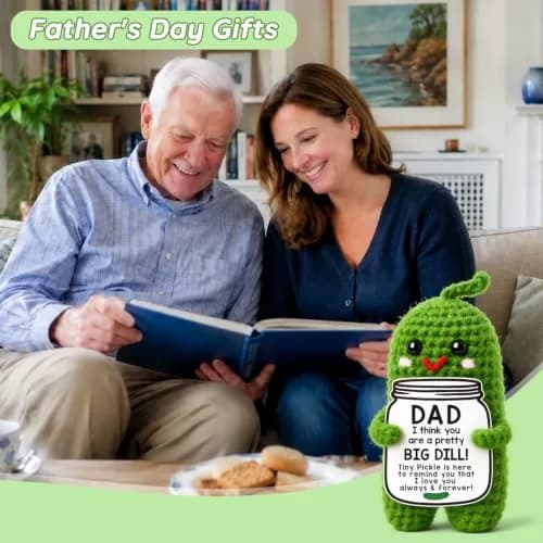 MAMAGIFTREE Handmade Crochet Emotional Support Pickle Dad Gift | 10 cm (4 inches) thumbnail 2