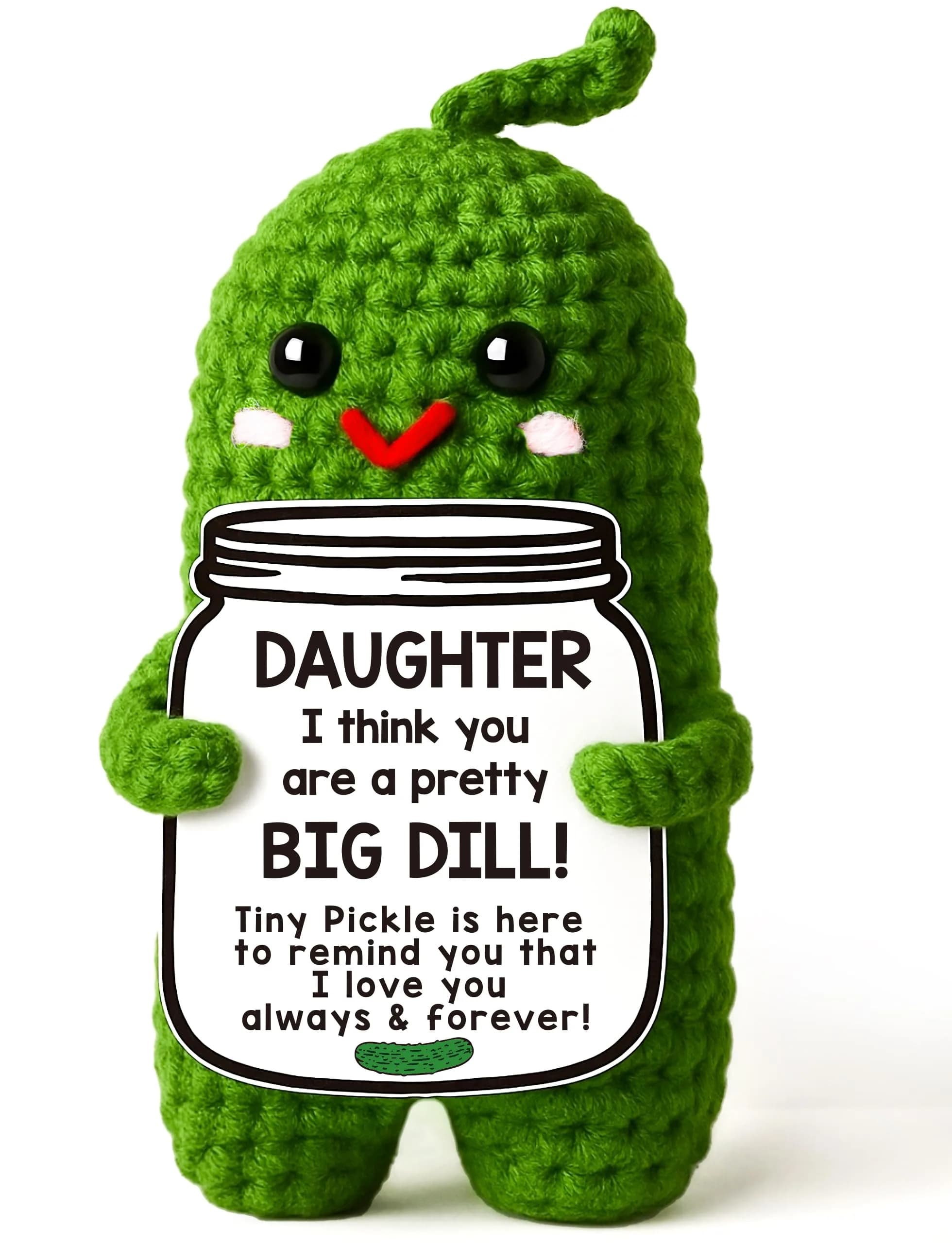 MAMAGIFTREE Handmade Crochet Pickle Plush Figure | Cute Daughter Gift from Mom Dad - main product image