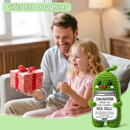 MAMAGIFTREE Handmade Crochet Pickle Plush - Daughter & Hoppy Easter - 4 inch (10.16 cm) thumbnail 4