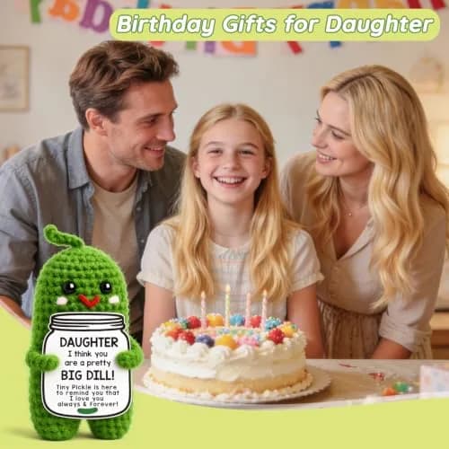 MAMAGIFTREE Handmade Crochet Pickle Plush - Daughter & Hoppy Easter - 4 inch (10.16 cm) thumbnail 5