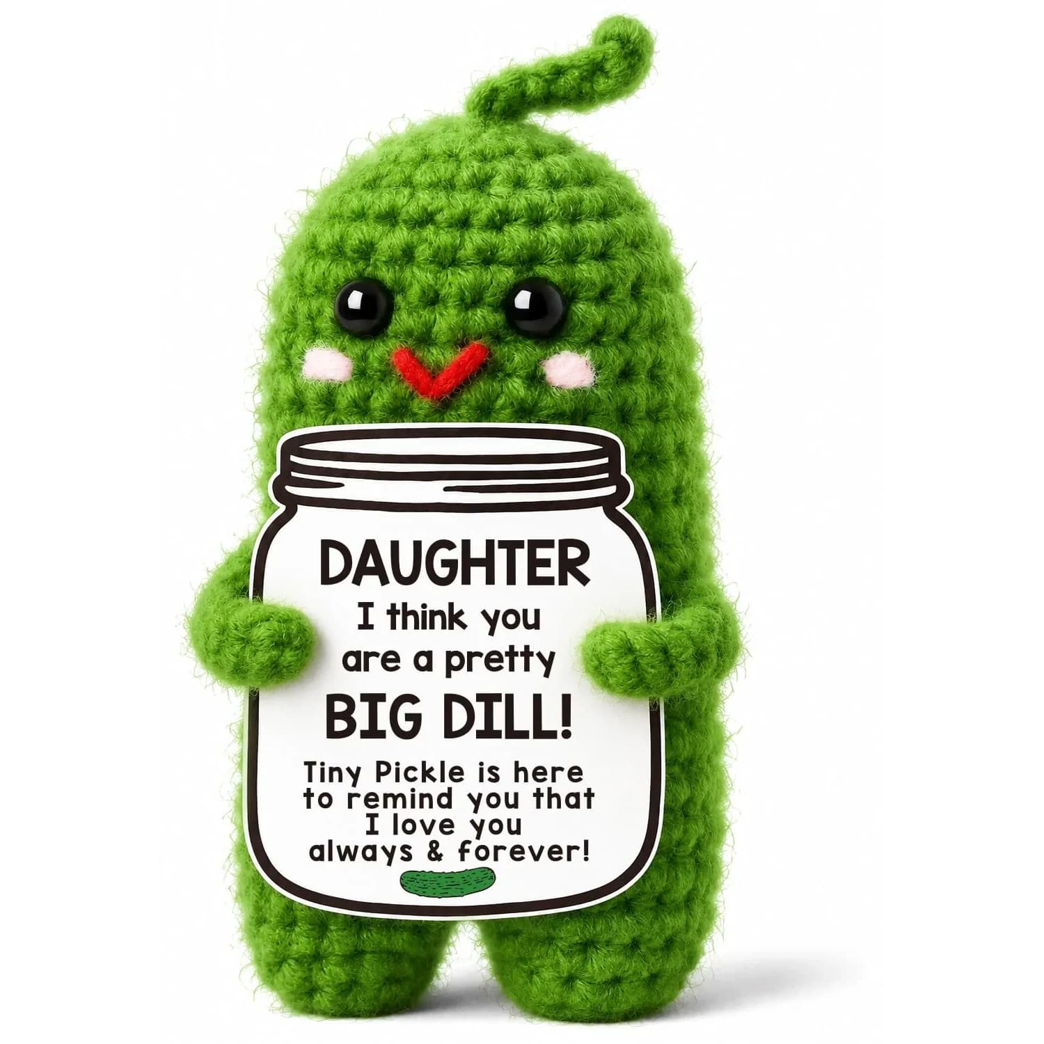 MAMAGIFTREE Crochet Emotional Support Pickle Plush Figure | Handmade Gift for Grandma, 4 inches — Green