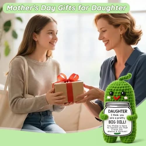 MAMAGIFTREE Handmade Crochet Pickle Plush - Daughter & Hoppy Easter - 4 inch (10.16 cm) thumbnail 2