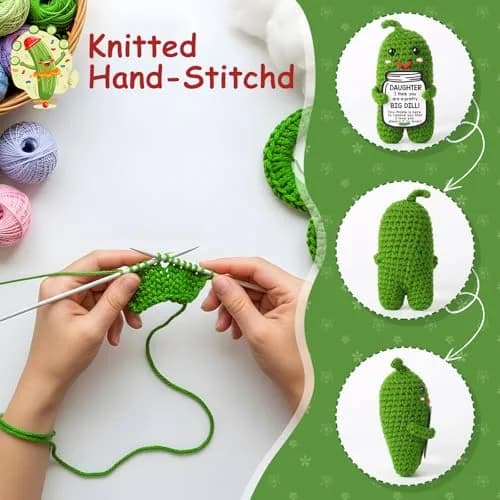 MAMAGIFTREE Handmade Crochet Pickle Plush - Daughter & Hoppy Easter - 4 inch (10.16 cm) thumbnail 3
