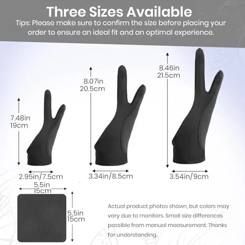 Kortimu Artist Drawing Glove: 3-Layer Palm Rejection for iPad & Tablets | Ambidextrous Fit, Breathable, 2-Pack thumbnail 5